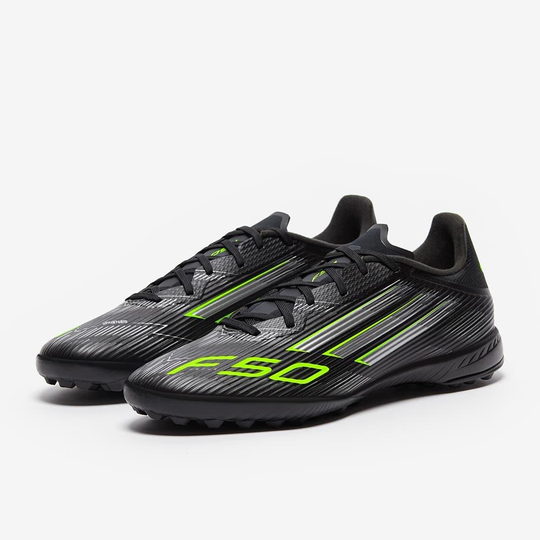 adidas F50 League TF - Core Black / Iron Metallic / Lucid Lemon