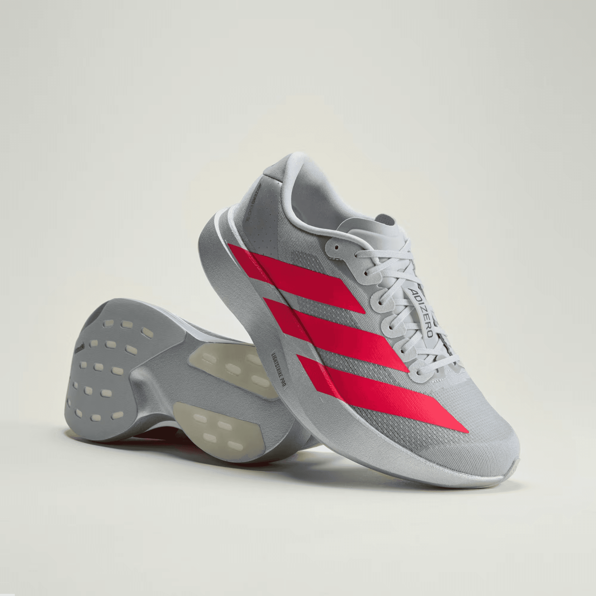 adidas Adizero EVO SL - Silver Metallic / Lucid Red / Iron Metallic