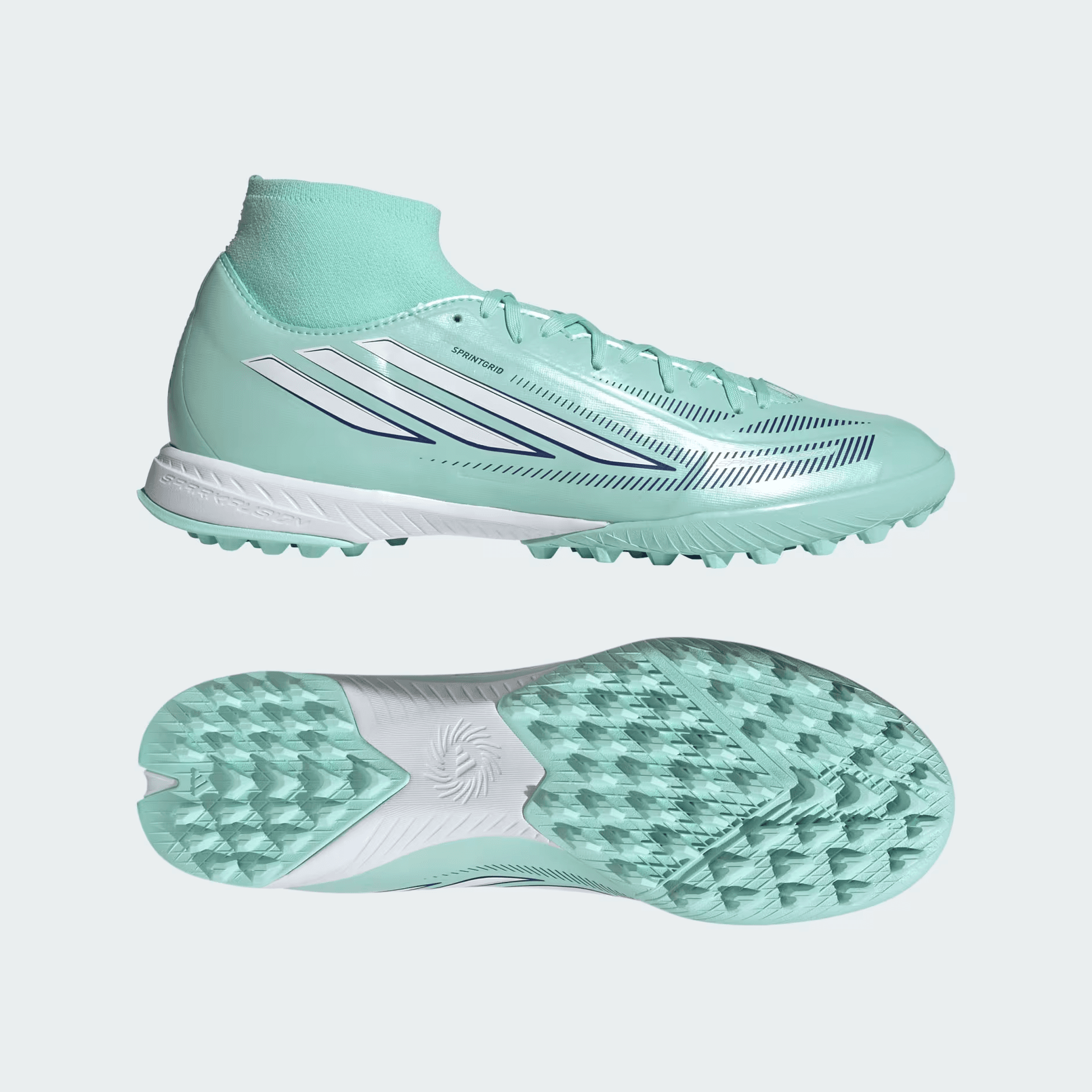 adidas F50 Sparkfusion League Mid TF  - Clear Mint/White/Solar Purple