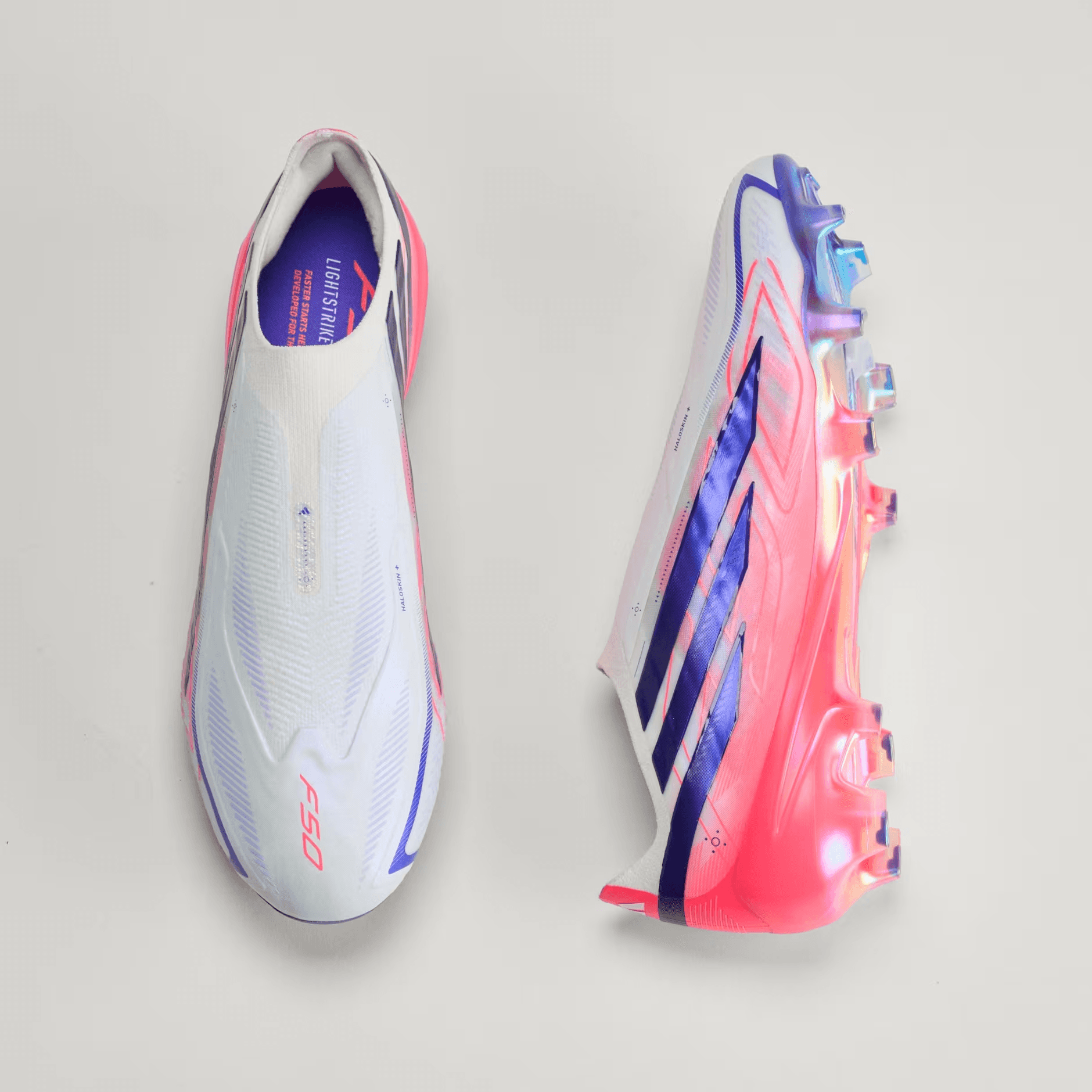 adidas F50 Hyperfast Elite Laceless FG - Cloud White / Solar Purple / Solar Turbo